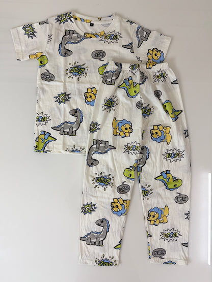 Off White Dino Comic Print T-Shirt and Pant Co-ords
