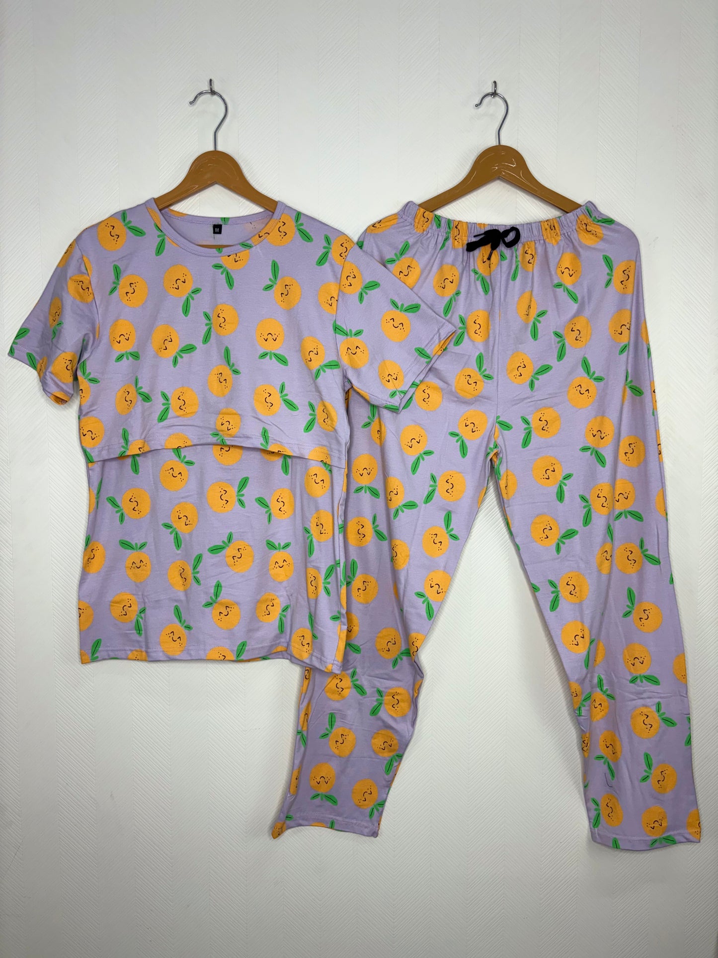 Lavender Orange Printed Feeding T-shirt And Pants