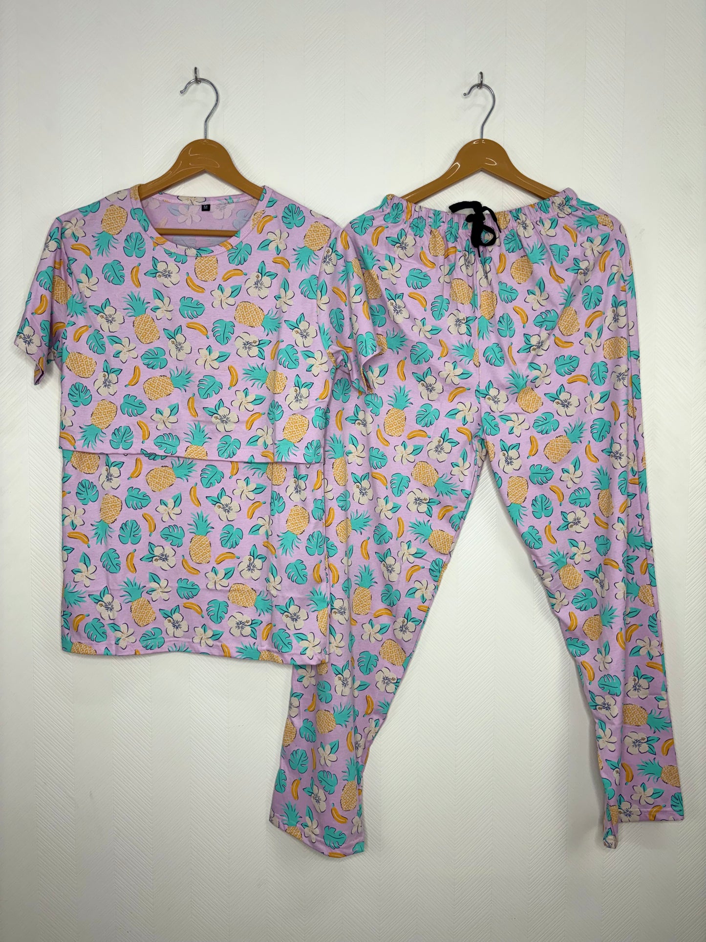 Pink Tropical Printed Feeding T-shirt And Pants