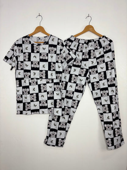Grey Koala Printed Feeding T-shirt And Pants