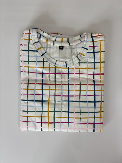 White Checked Print Long Tunic