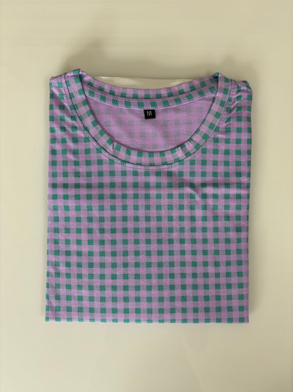 Lavender Checks Print Long Tunic