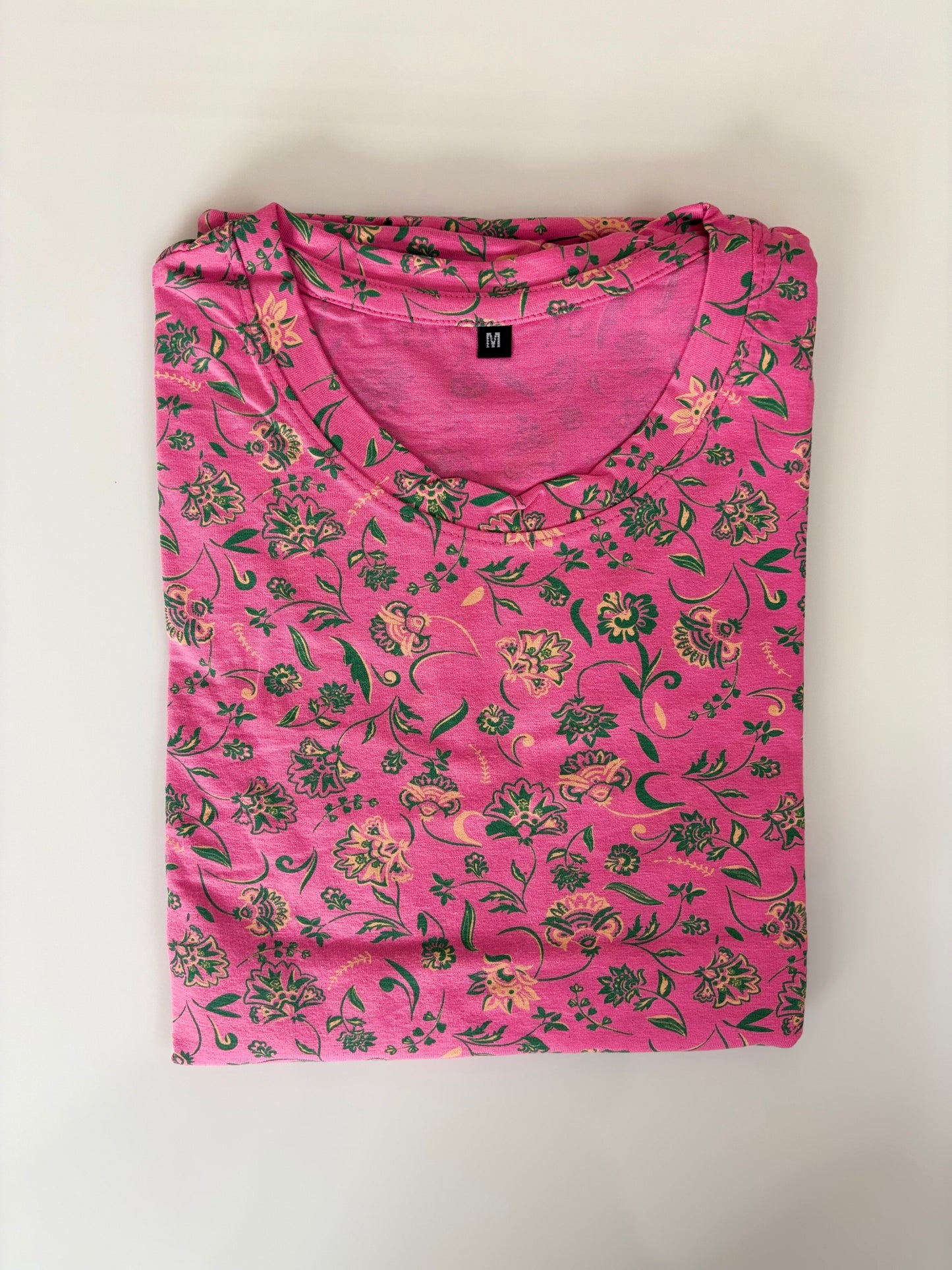 Pink Floral Vine Print Long Tunic