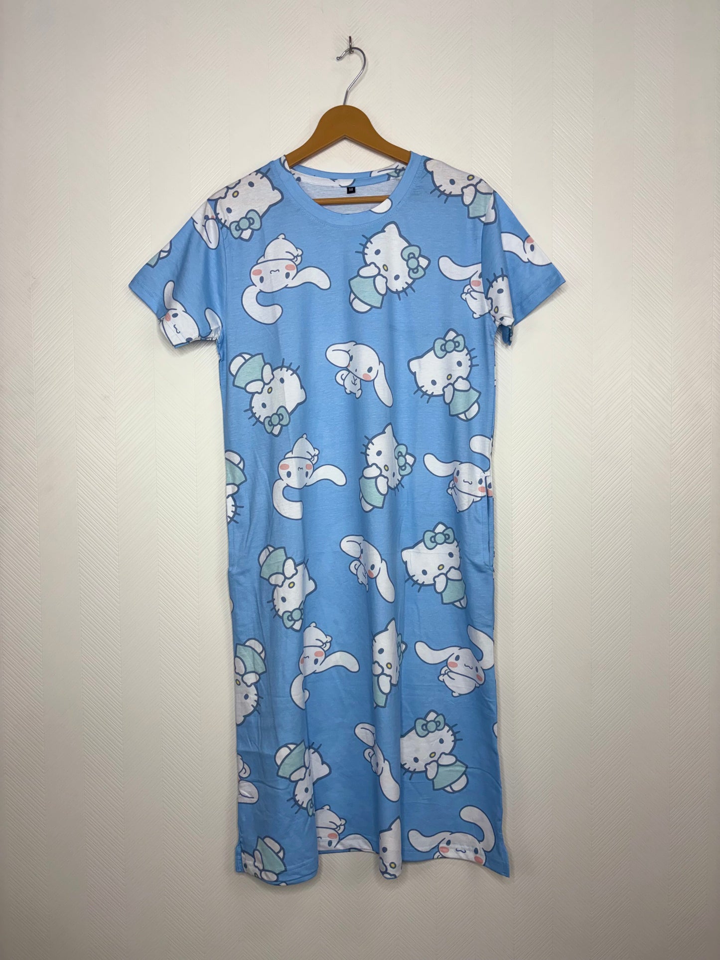 Sky Blue Kitty Print Long Tunic