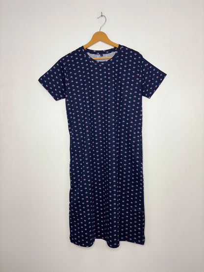Navy Blue Heart Print Long Tunic