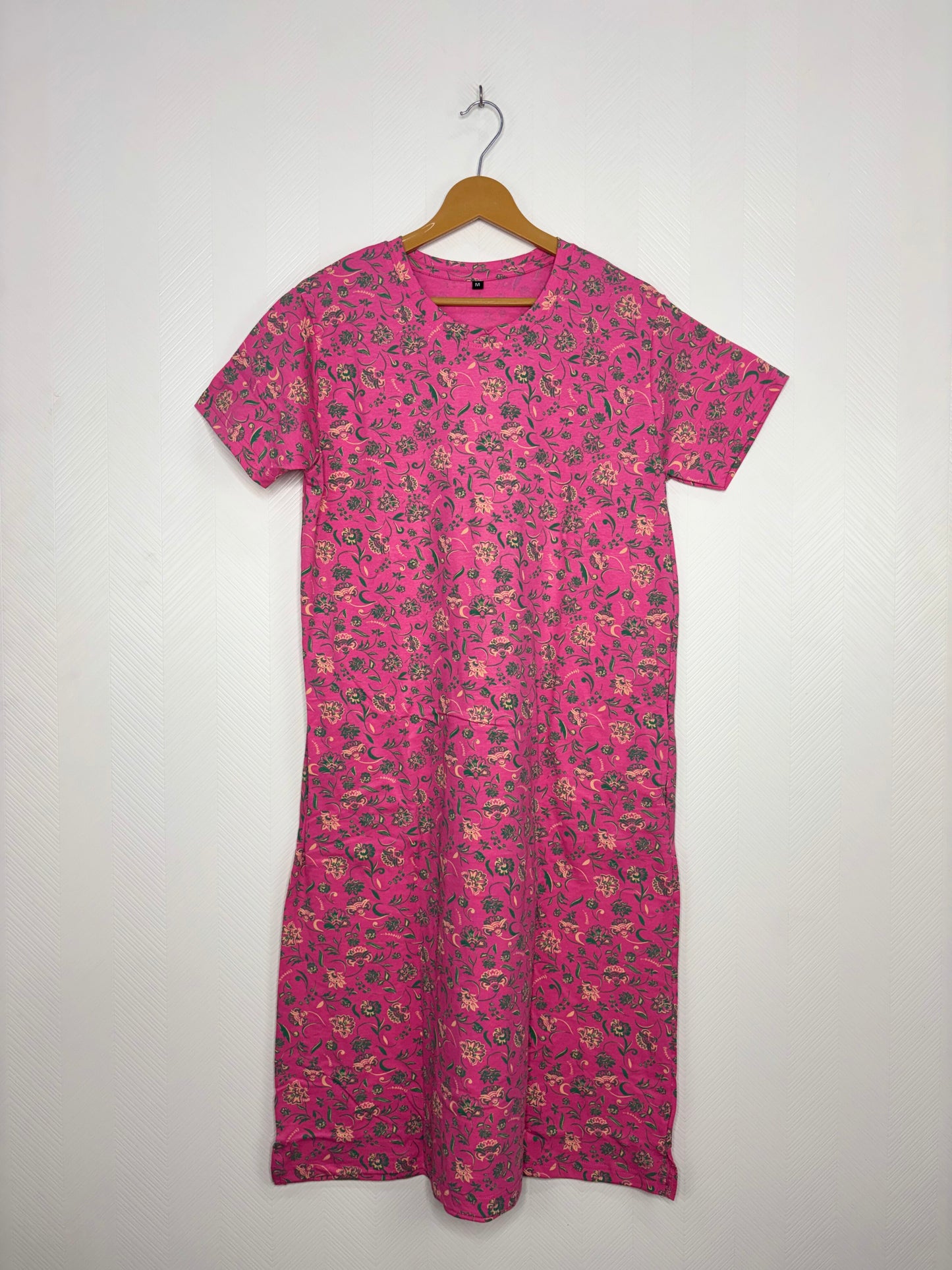 Pink Floral Vine Print Long Tunic