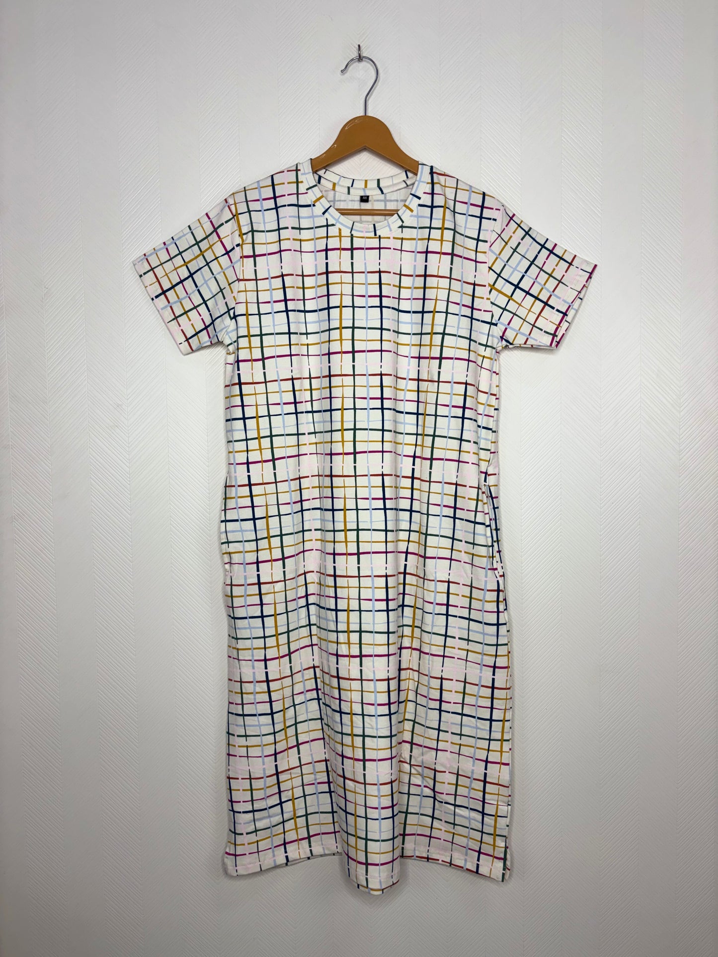 White Checked Print Long Tunic