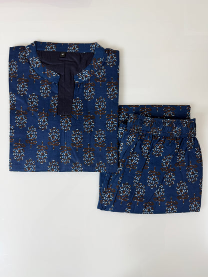 Steel Blue with Floral Print Outdoor Wear Coords