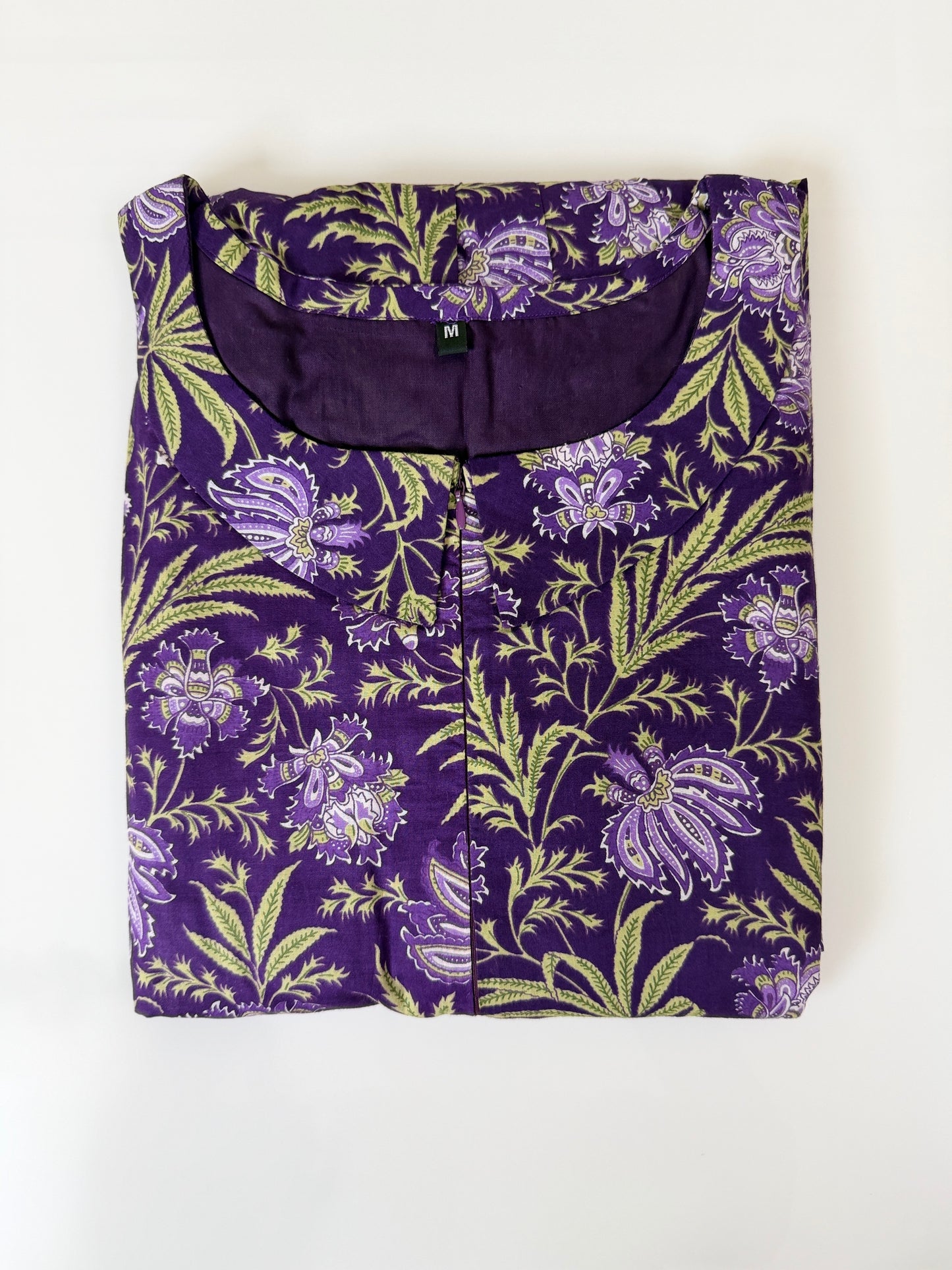 Purple Floral Print Cotton Maxi