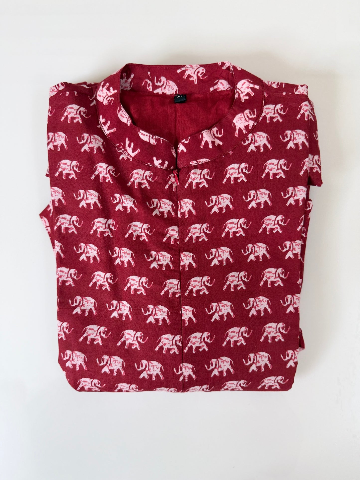 Maroon Elephant Print Cotton Maxi