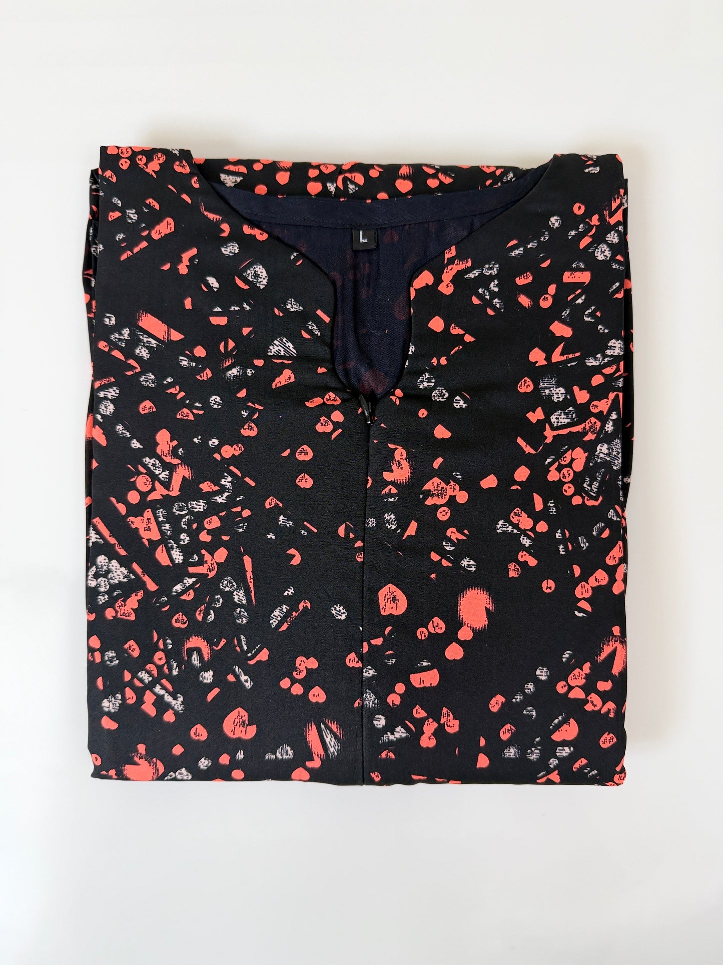 Black Abstract Print Cotton Maxi