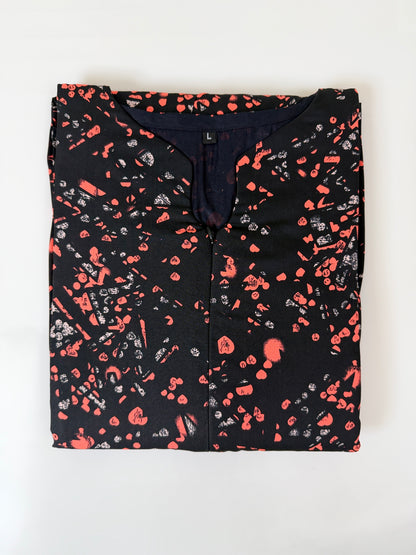 Black Abstract Print Cotton Maxi