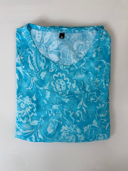 Blue Floral Print Maternity Feeding Maxi