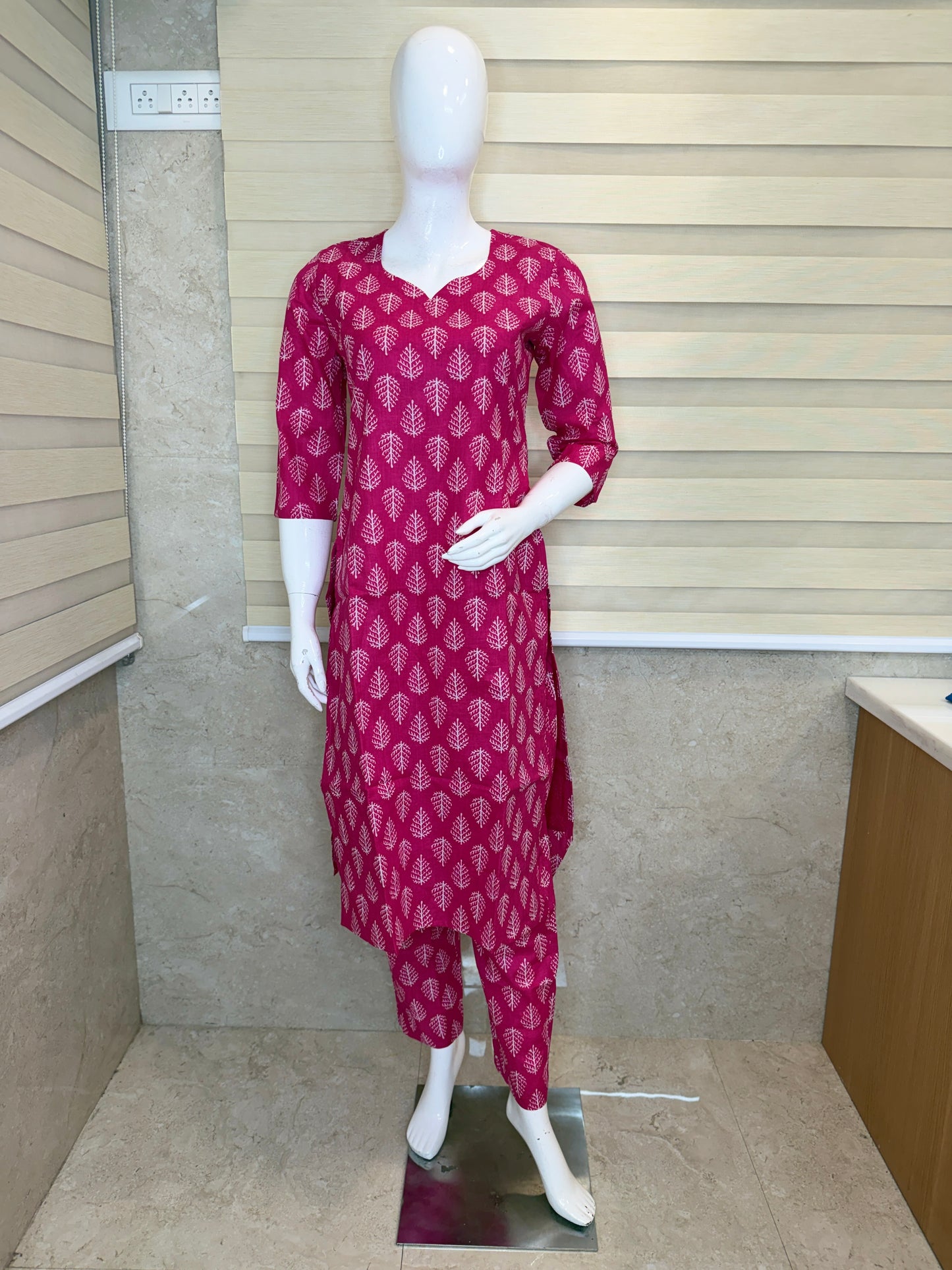 Hot Pink with Leaf Print Outdoor Wear Coords