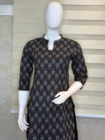 Charcoal Black with Floral Print Outdoor Wear Coords