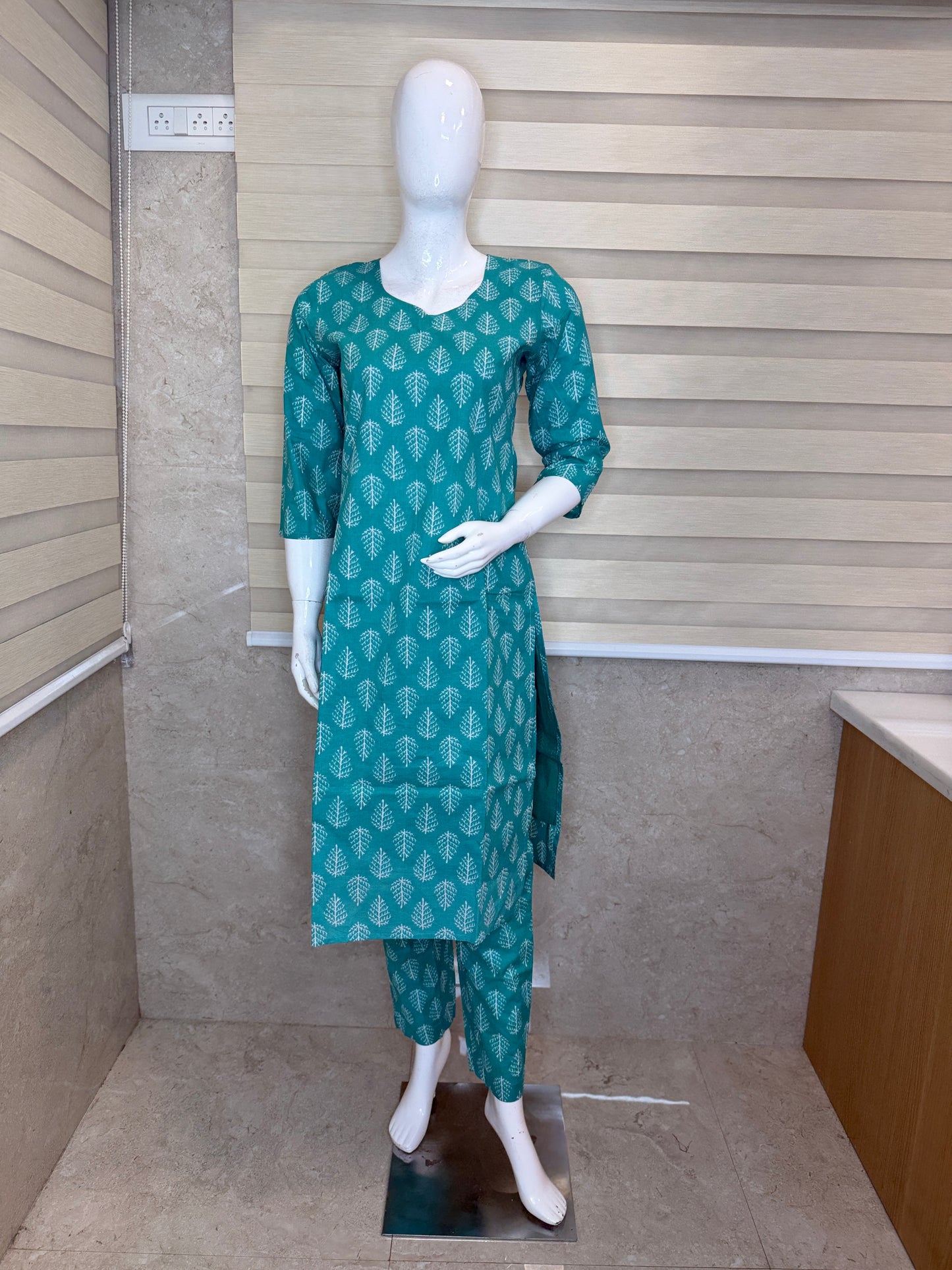 Sea Green with Leaf Print Outdoor Wear Coords