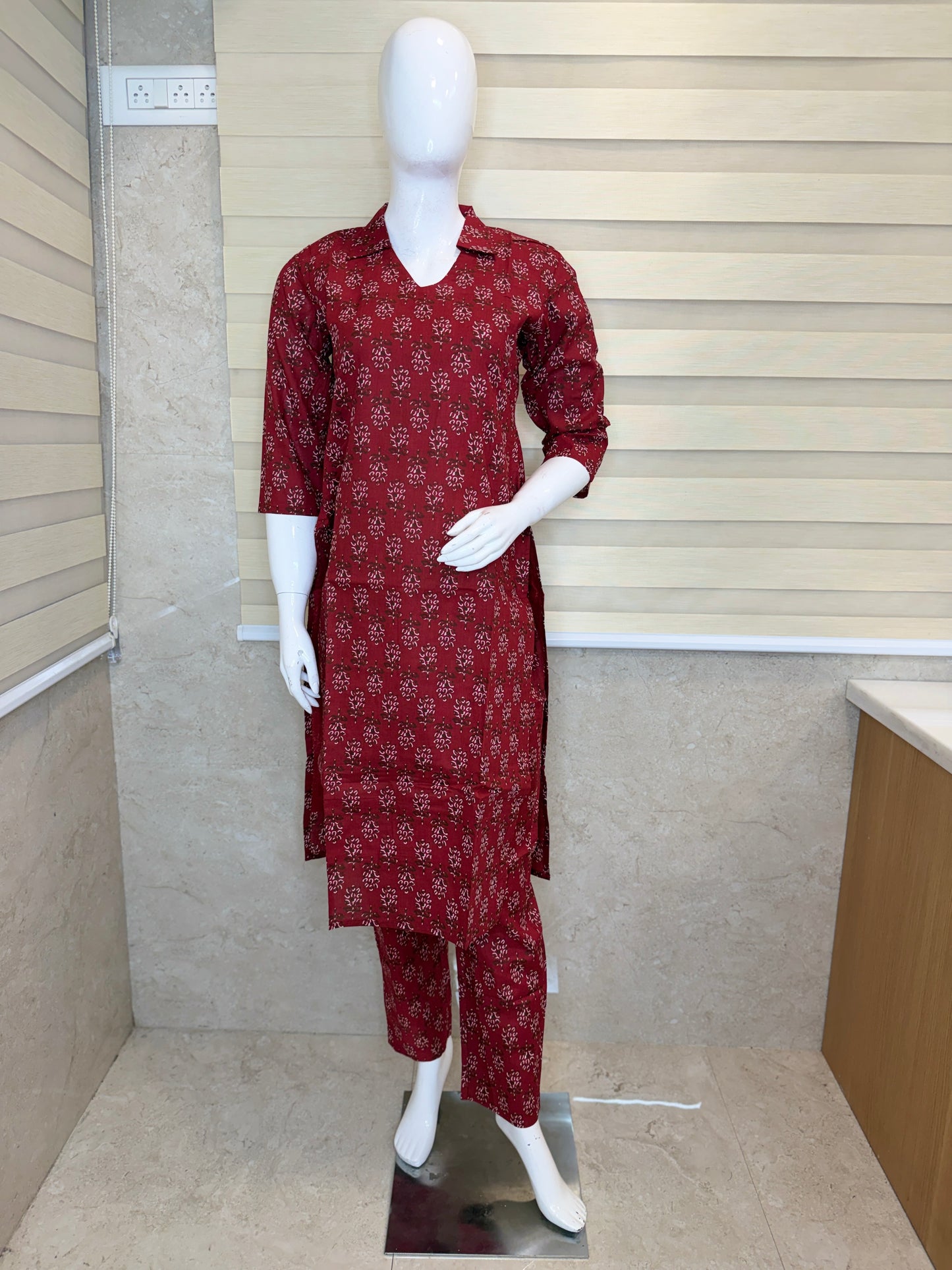 Maroon with Floral Print Outdoor Wear Coords