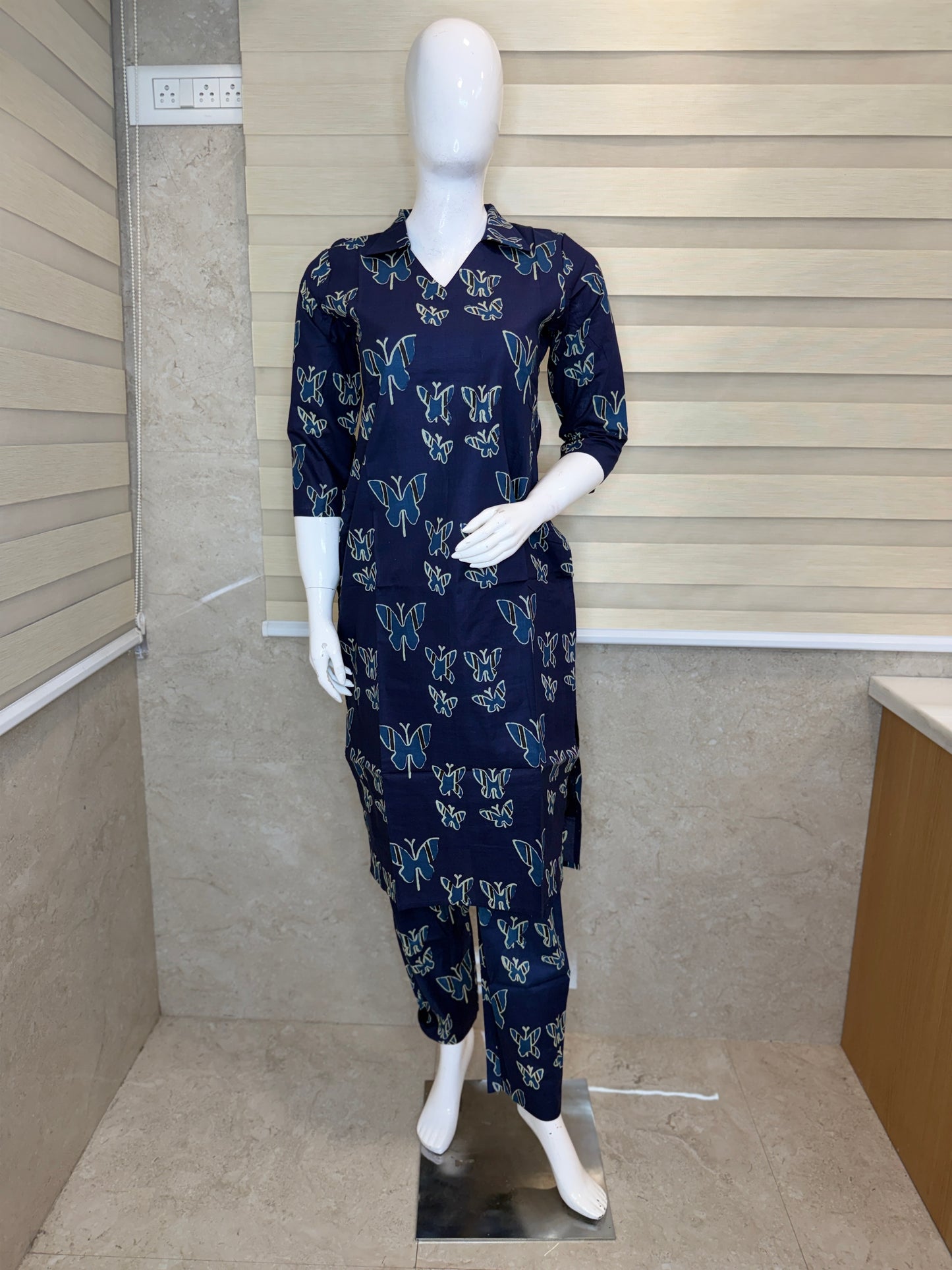 Navy Blue with Butterfly Print Outdoor Wear Coords