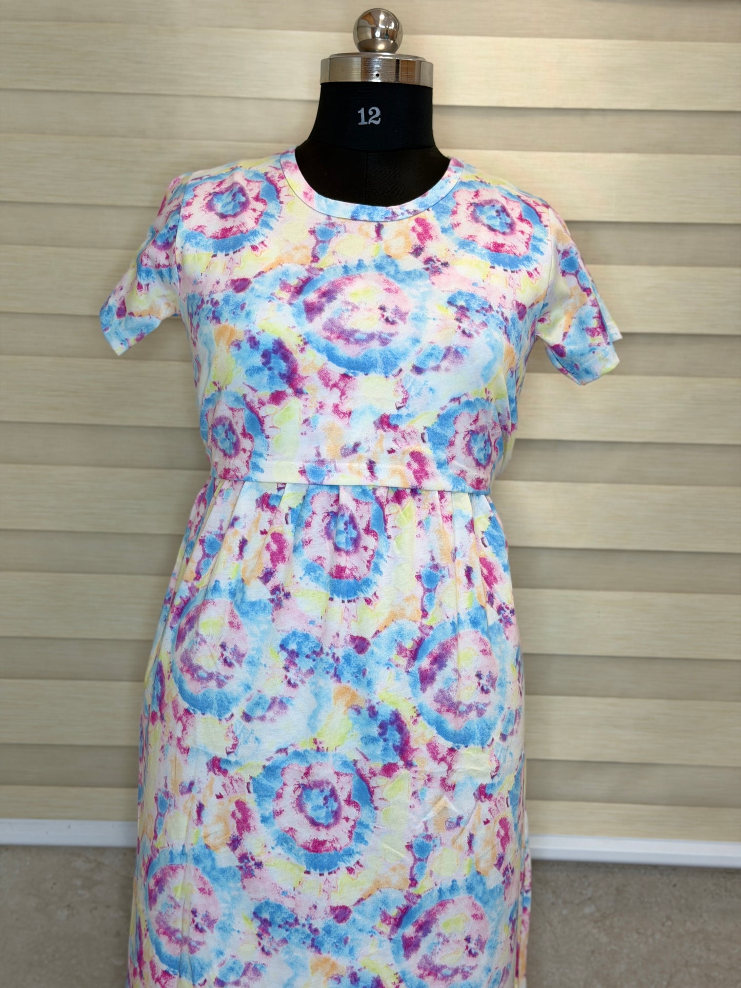 Multicolor Tie-Dye Print Maternity Feeding Maxi