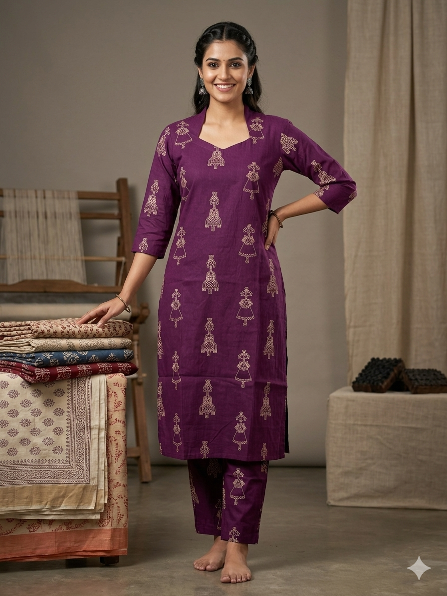 Purple with Tribal Print Outdoor Wear Coords