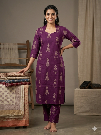 Purple with Tribal Print Outdoor Wear Coords