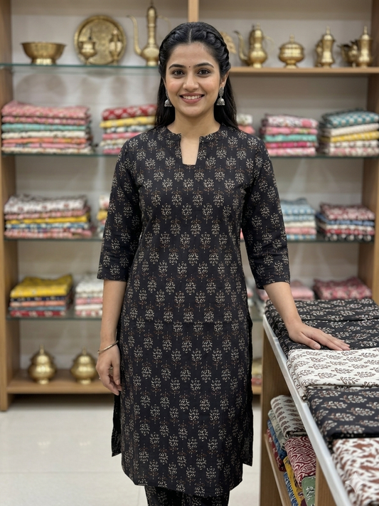 Charcoal Black with Floral Print Outdoor Wear Coords
