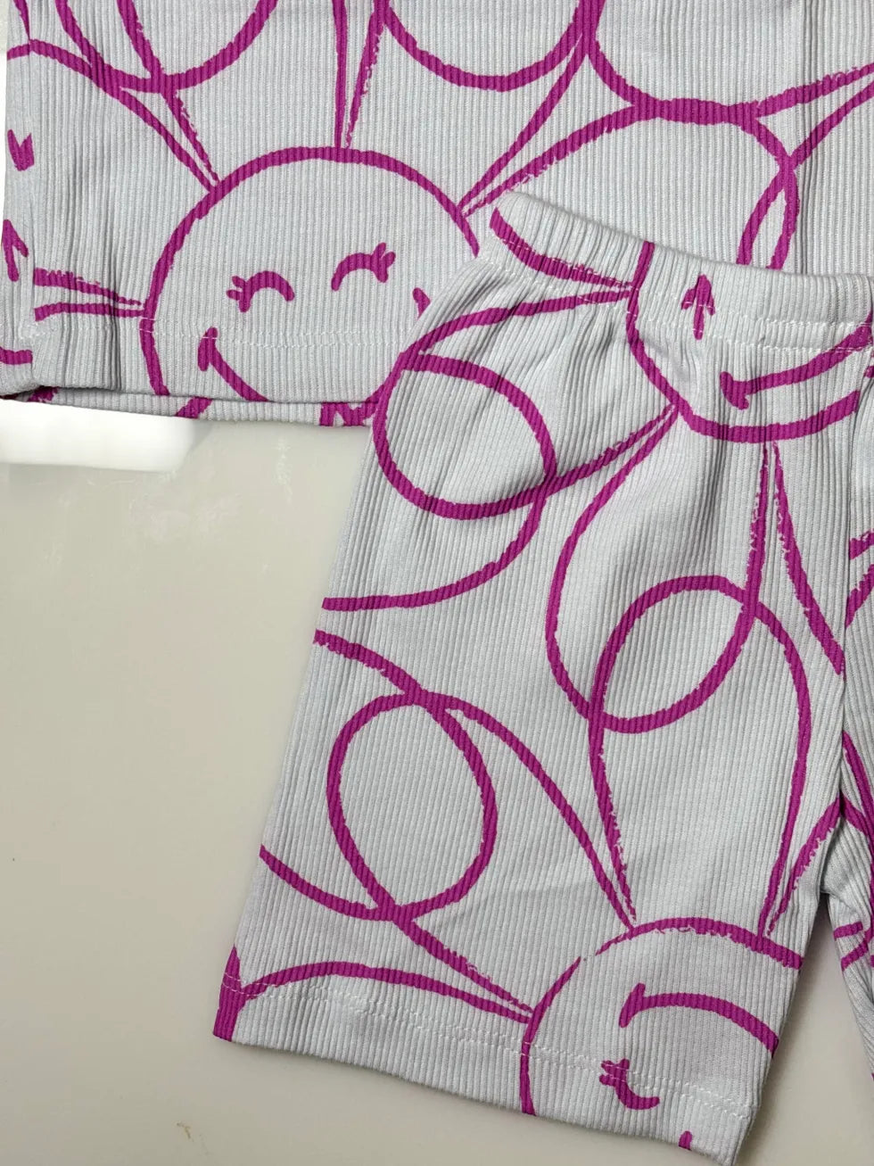 White Flower Printed Kids Sleeveless Coords