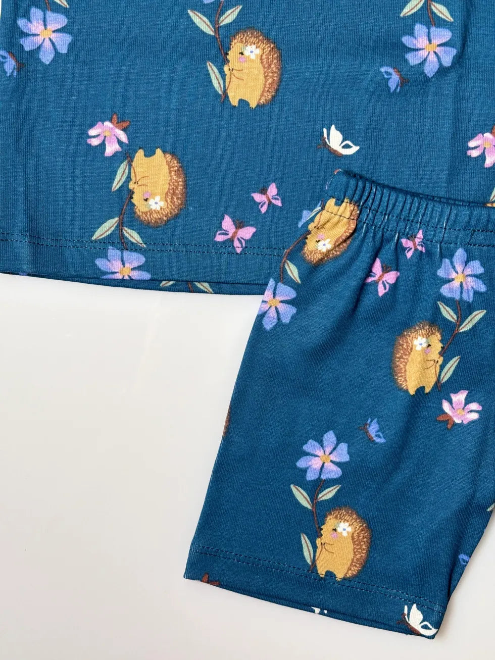 Navy Blue Flower & Animals Printed Kids Sleeveless Coords