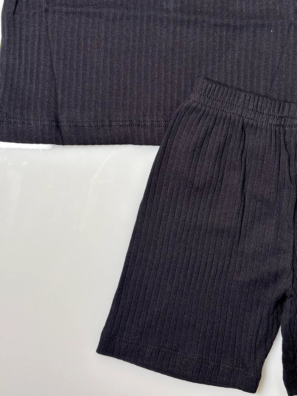 Black Stripes Printed Kids Sleeveless Coords