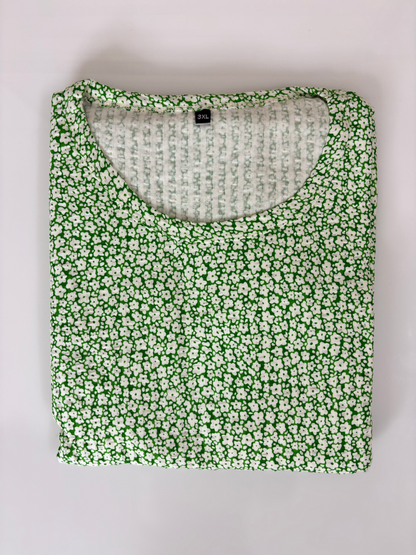 Green Ditsy Floral Print Crush Frock