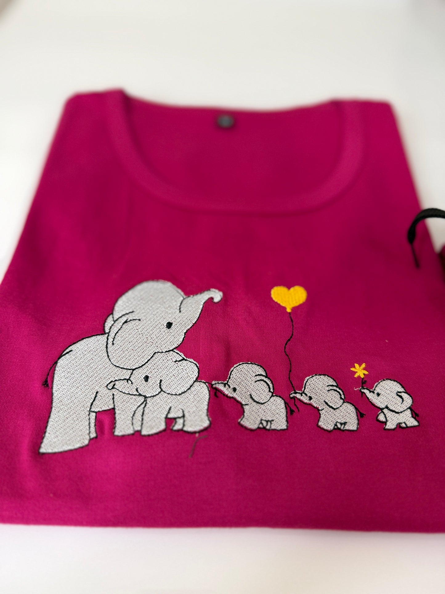 Hot Pink Elephant Embroidered T-Shirt and Jogger Set