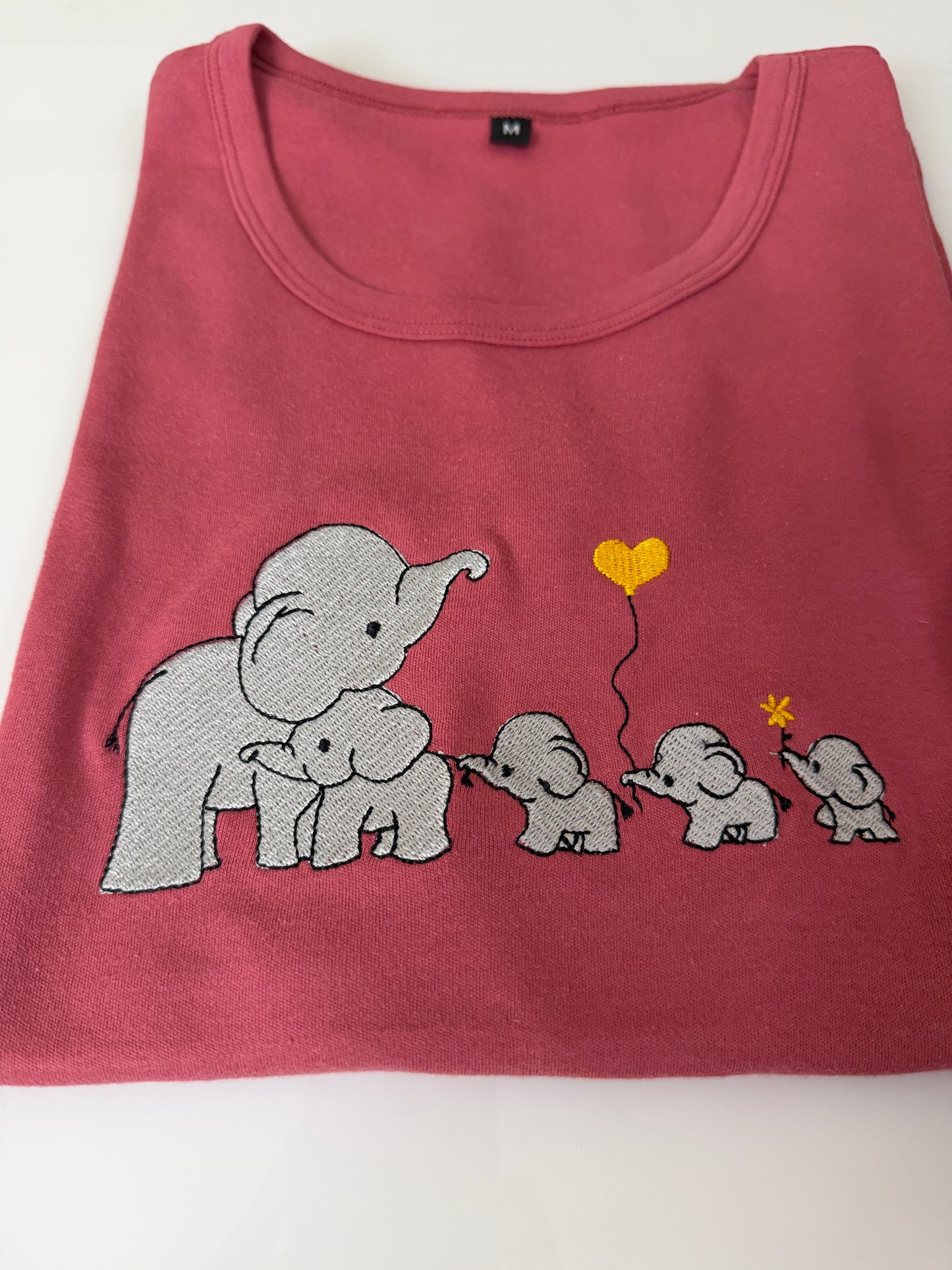 Pink Elephant Embroidered T-Shirt and Jogger Set