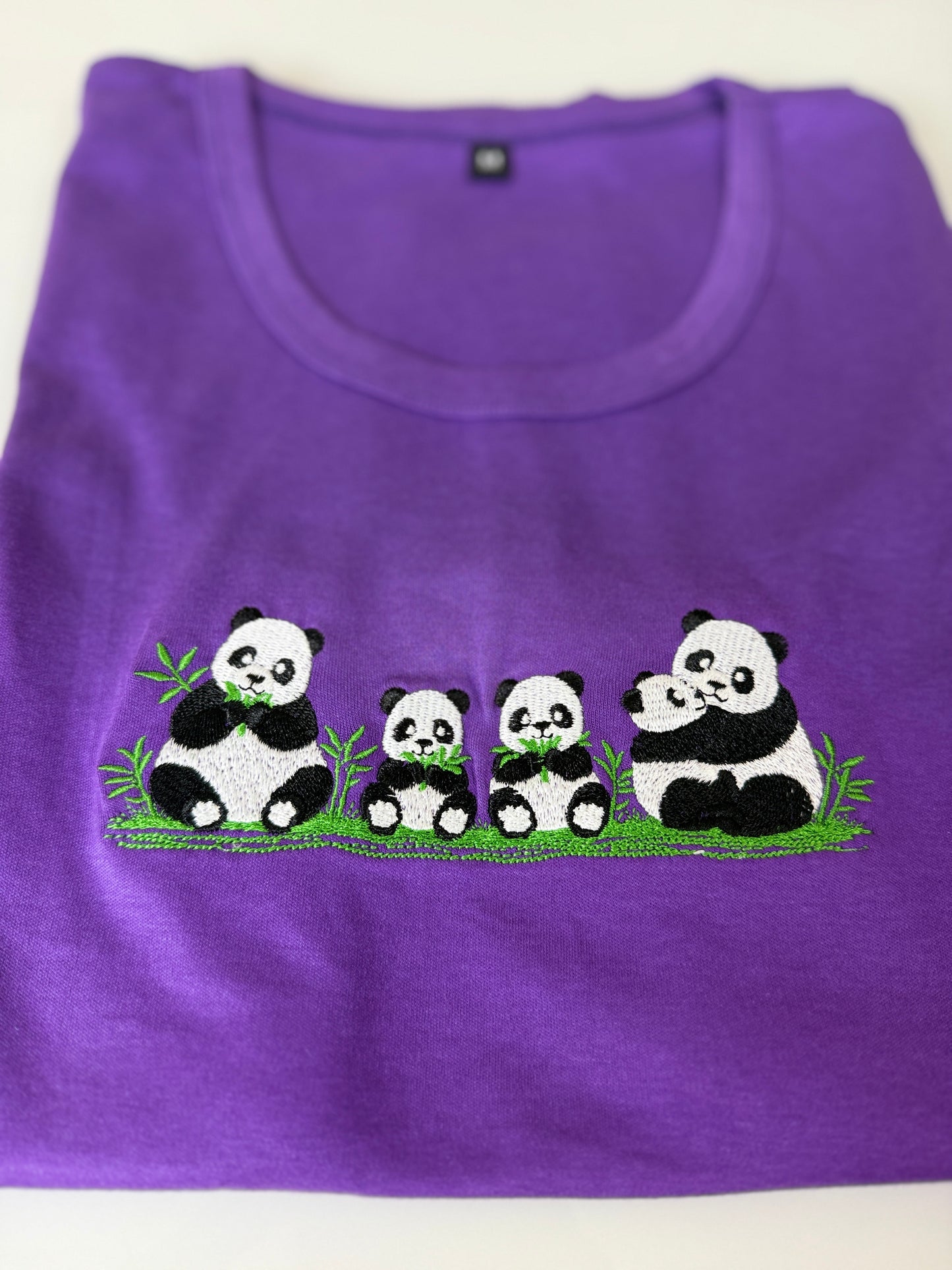 Purple Panda Embroidered T-Shirt and Jogger Set