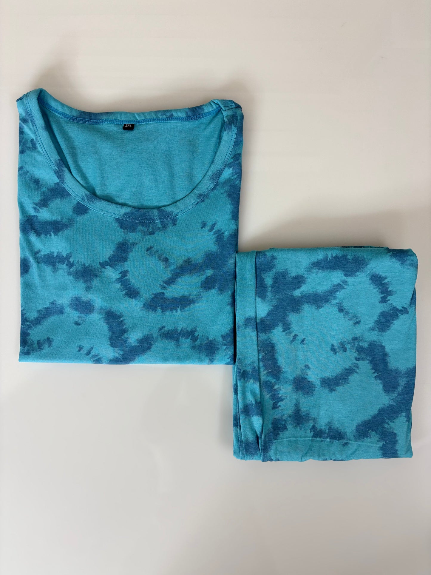 Blue Tie-Dye Print T-Shirt and Palazzo Set