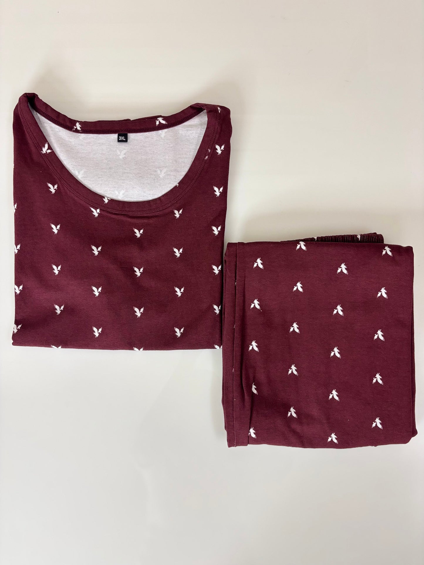 Maroon Mini Motif Print T-Shirt and Palazzo Set