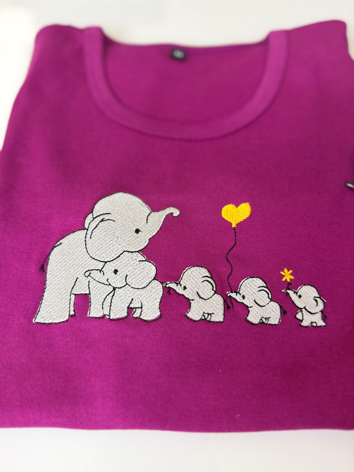 Magenta Elephant Embroidered T-Shirt and Jogger Set