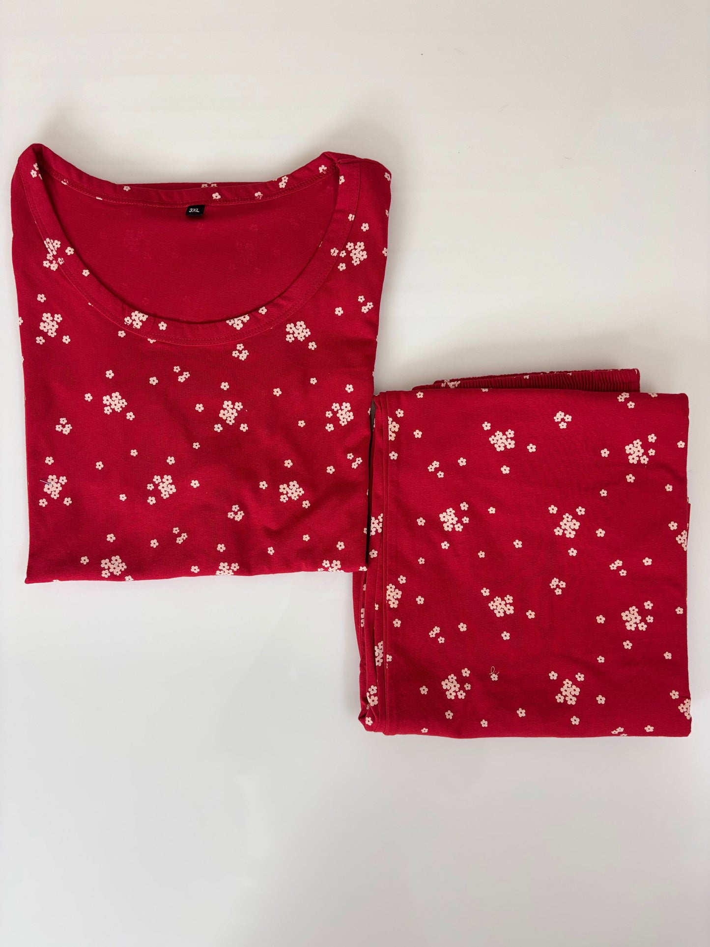 Red Ditsy Floral Print T-Shirt and Palazzo Set