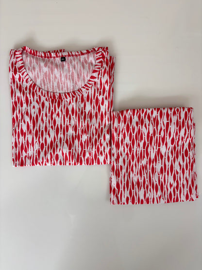 Coral Animal Print T-Shirt and Palazzo Set