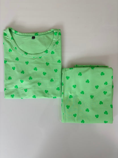 Mint Green Heart Print T-Shirt and Palazzo Set