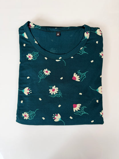 Dark Green Floral Print Maternity Feeding Maxi