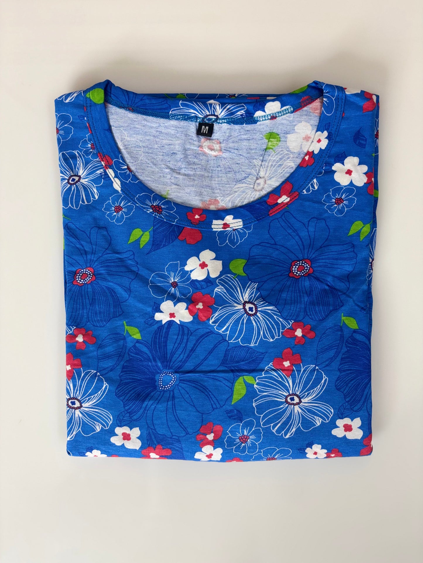 Blue Floral Print Maternity Feeding Maxi