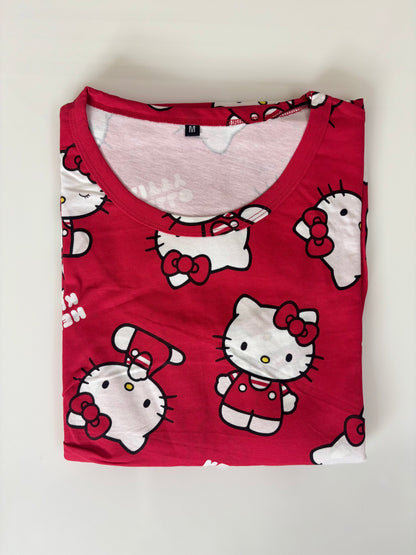 Pink Hello Kitty Print Maternity Feeding Maxi
