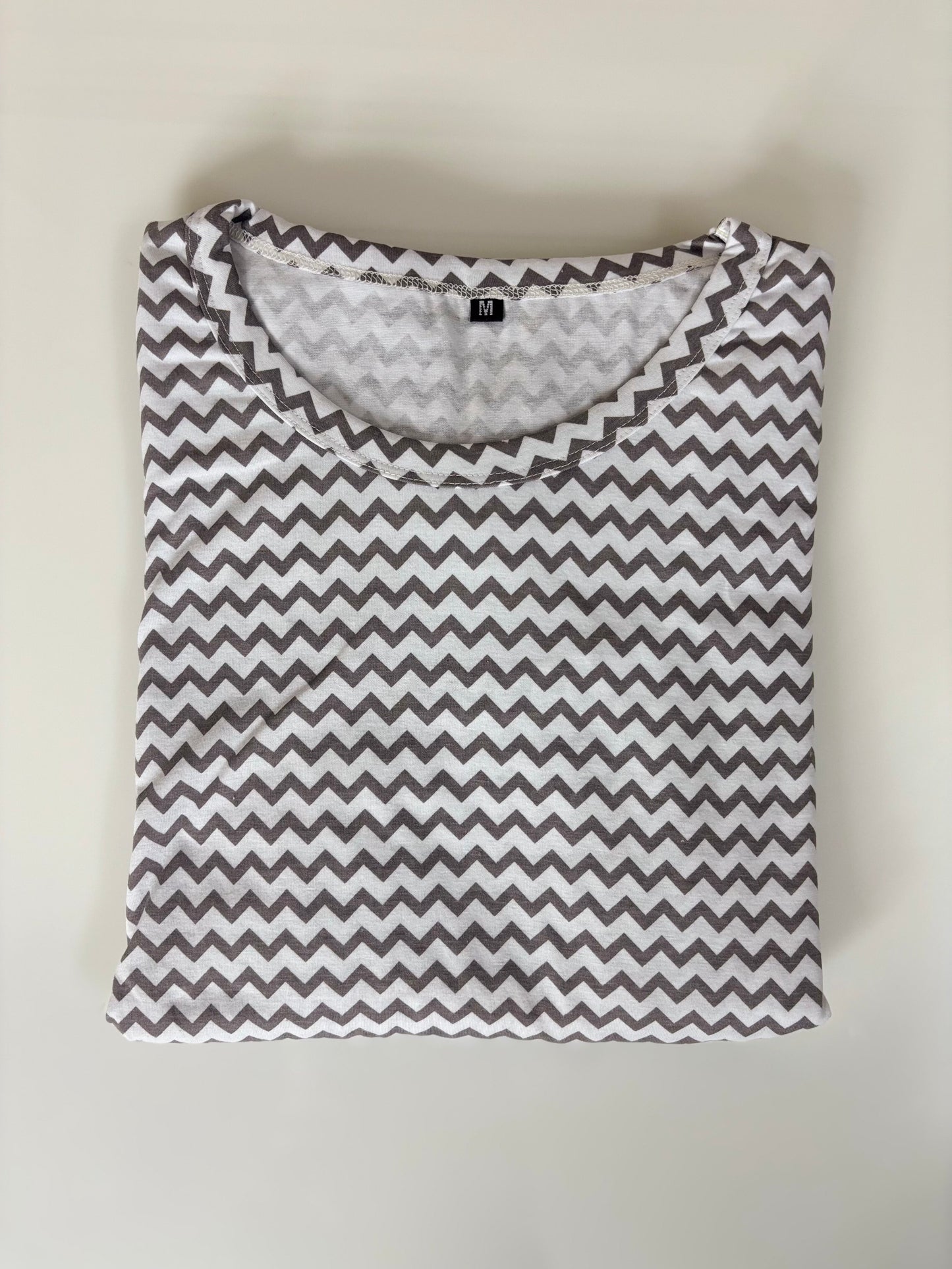 White Grey Chevron Print Maternity Feeding Maxi
