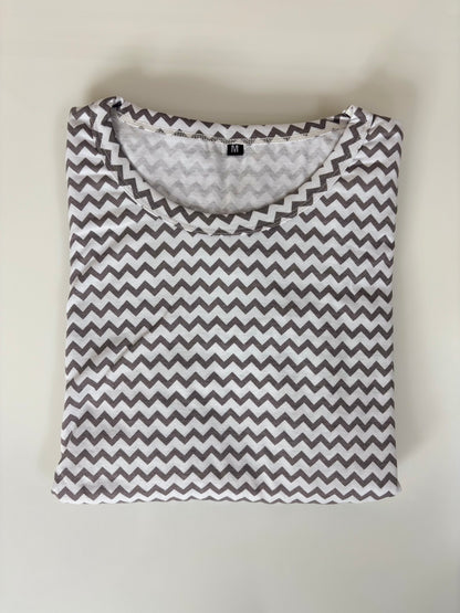 White Grey Chevron Print Maternity Feeding Maxi