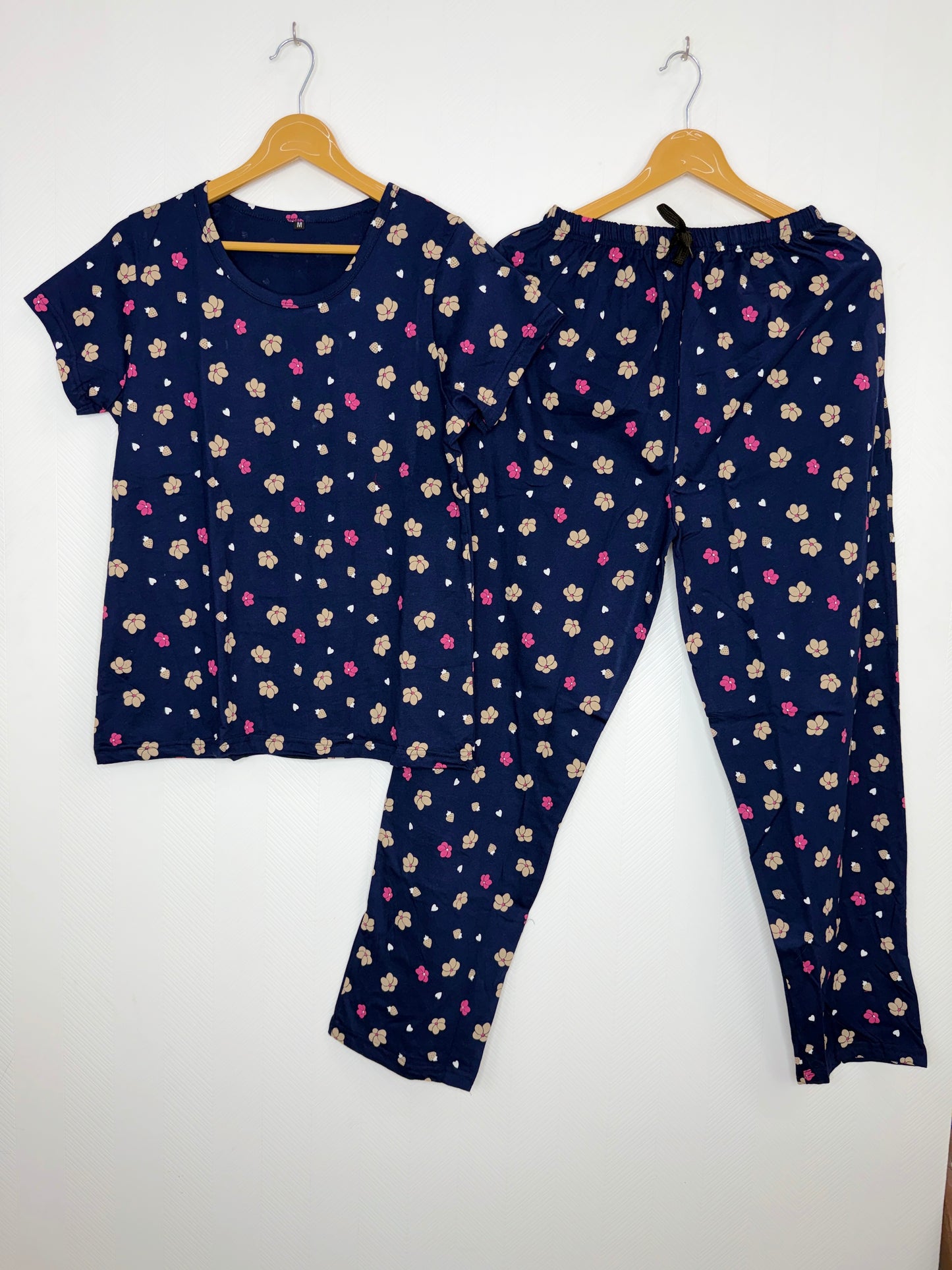 Navy Blue with Multicolor Abstract Printed T-shirt with Combo Pant Set