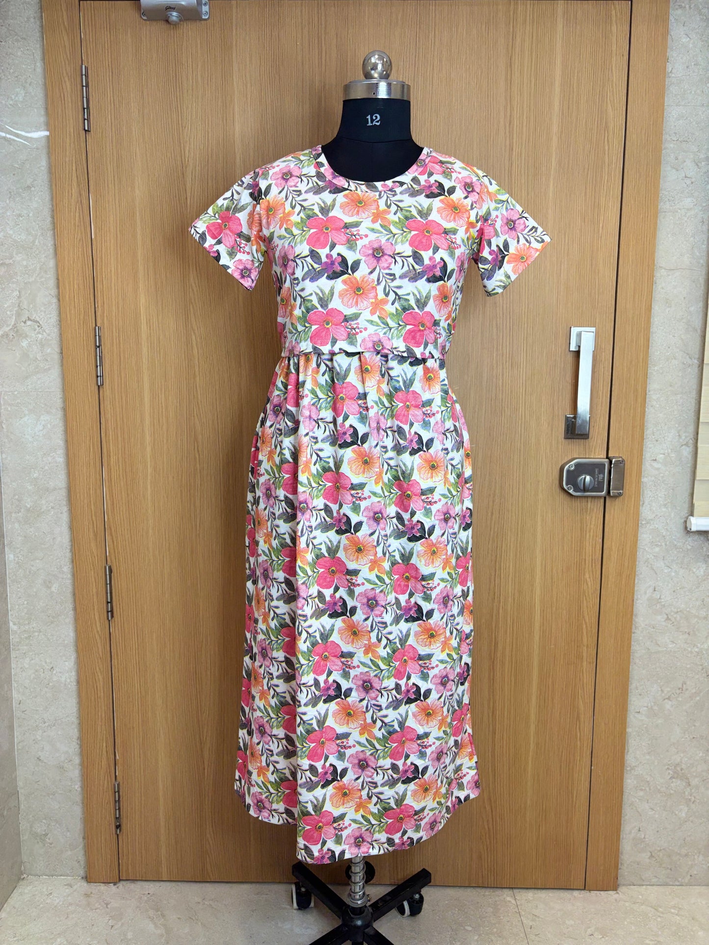 White Multicolor Floral Print Maternity Feeding Maxi