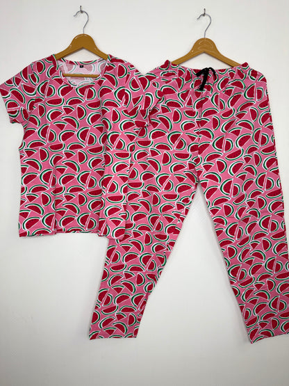 Pink with Watermelon Printed T-shirt with Combo Pant Set