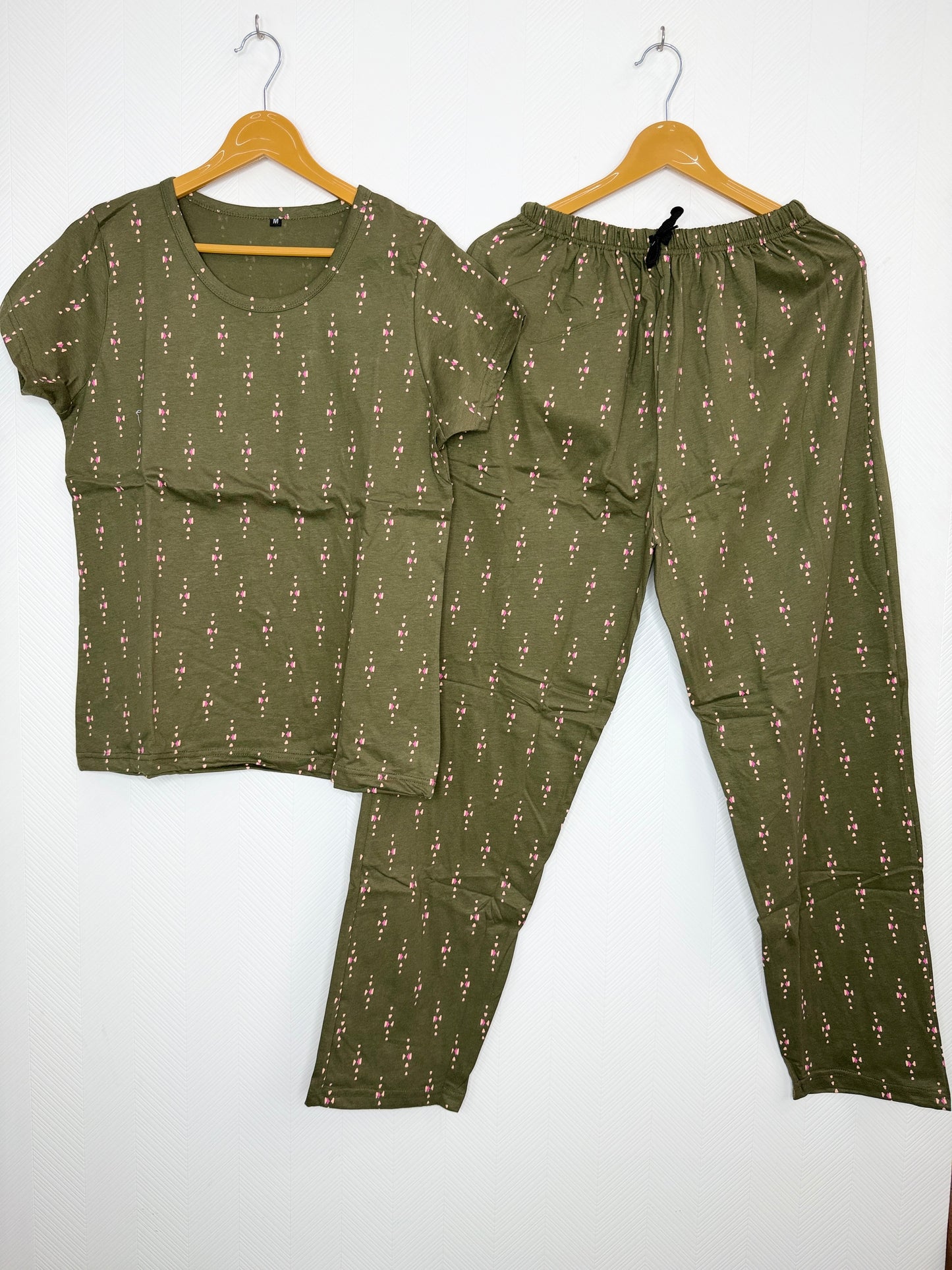 Green with Red Floral Printed  T-shirt with Combo Pant Set