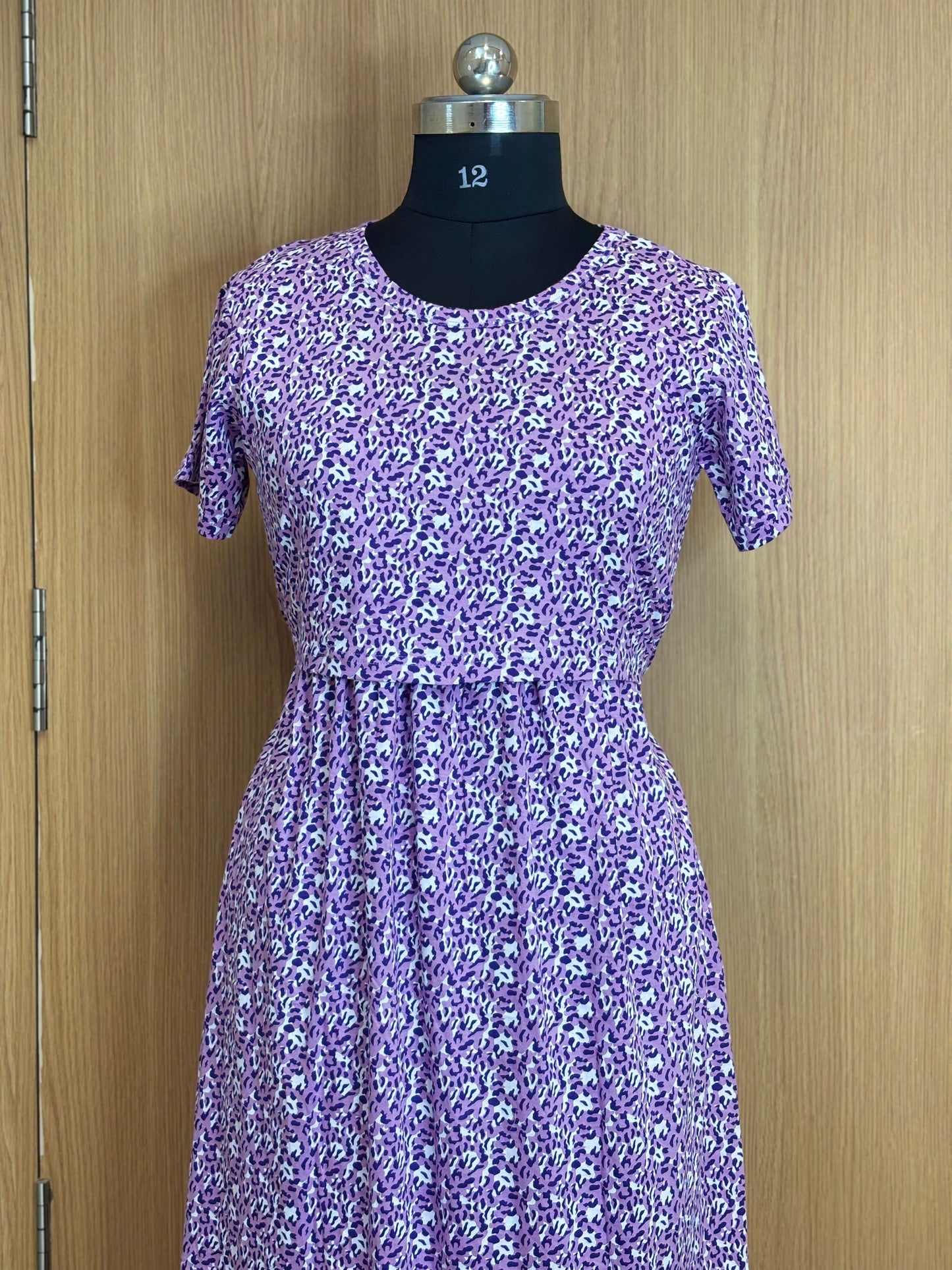 Purple Animal Print Maternity Feeding Maxi