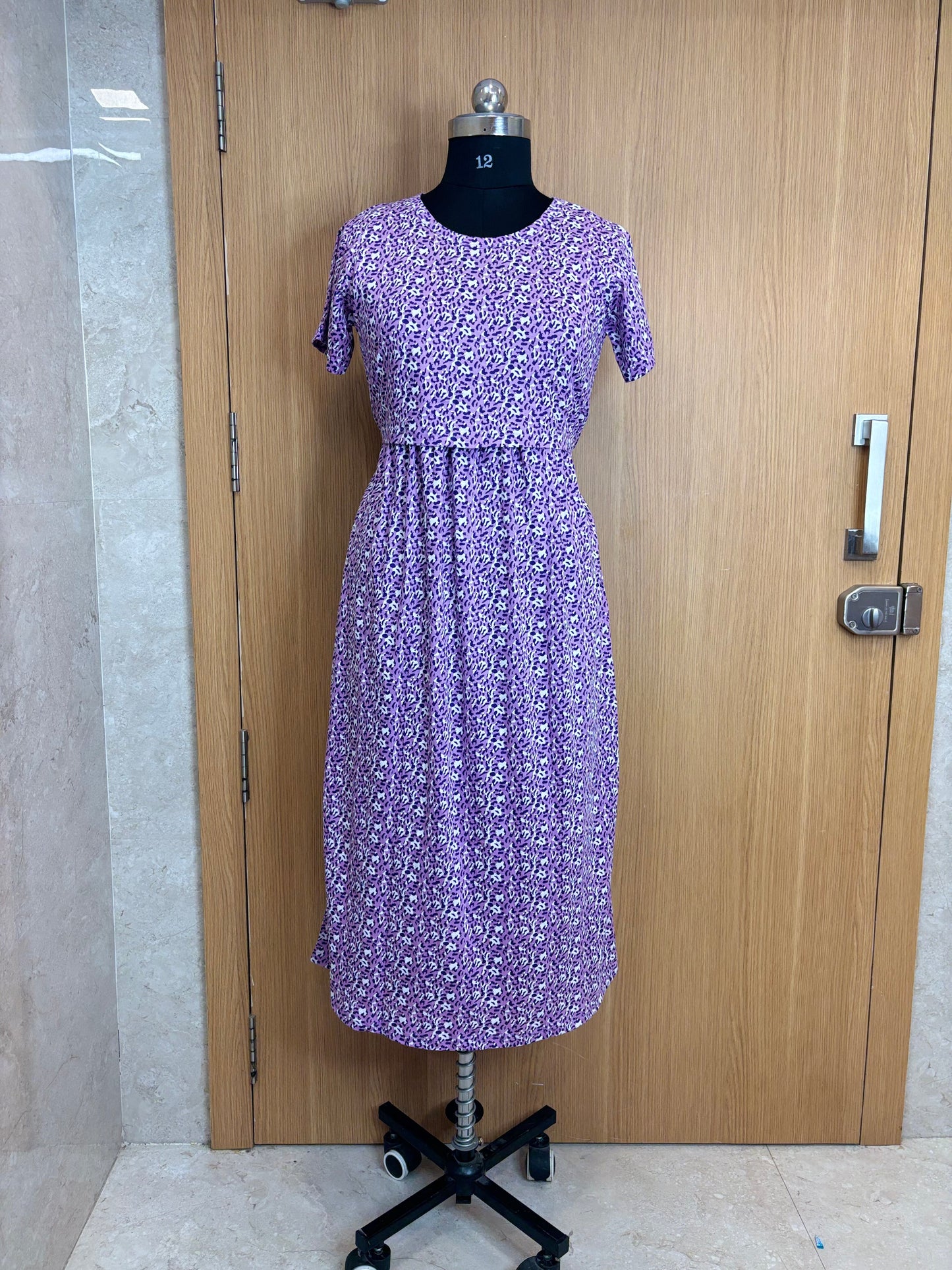 Purple Animal Print Maternity Feeding Maxi